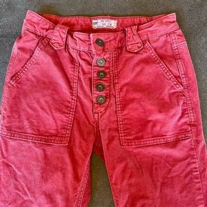 Free People Vintage Red Corduroy Sz 25 Flare Pants